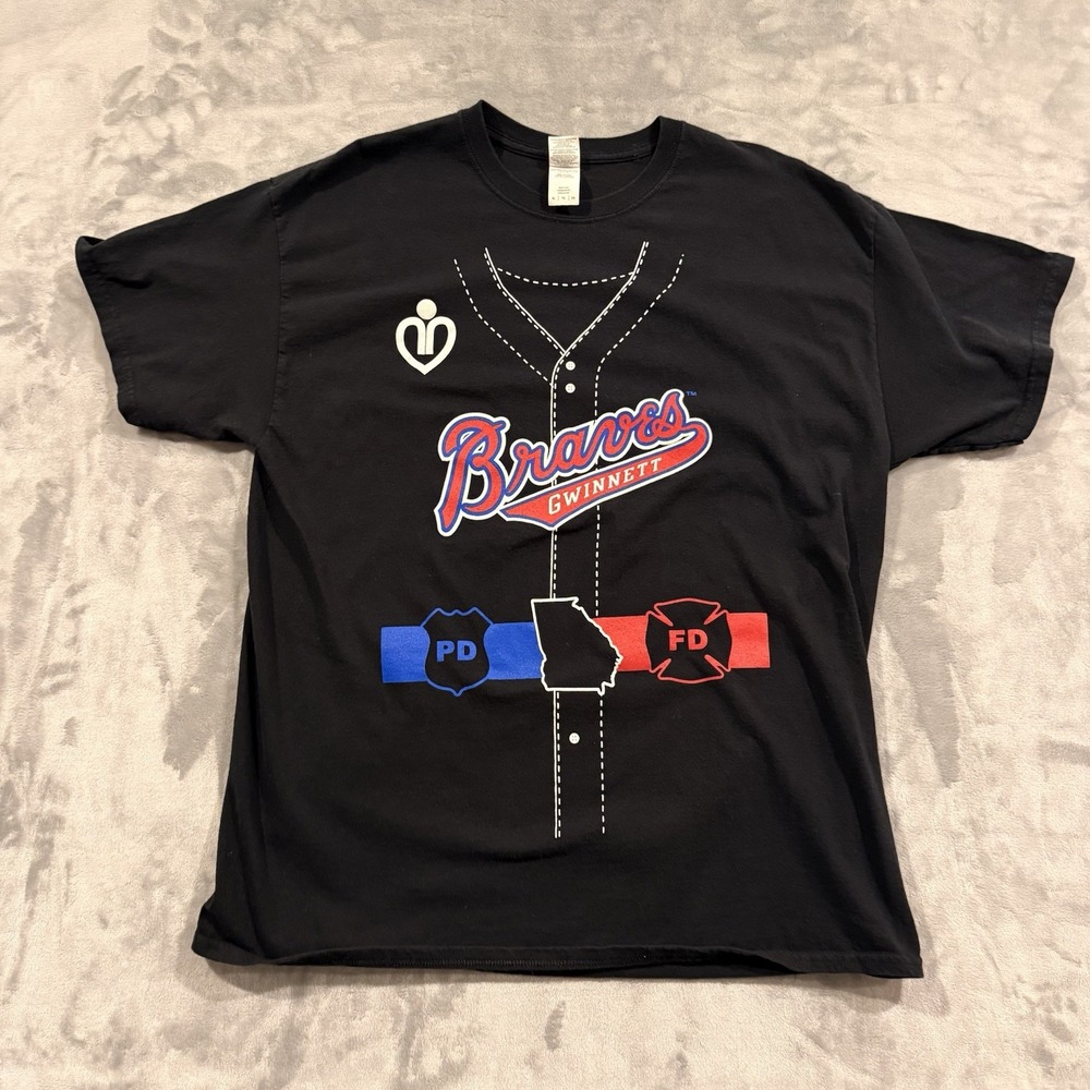Gwinnett Braves Police Fire Dept Appreciation T-Shirt XL Minor League Baseball